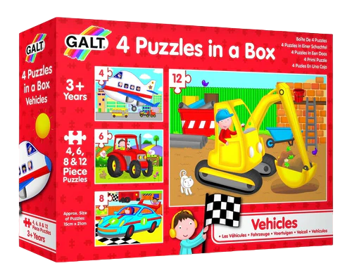 Vehicles - Four in a Box Puzzle (4 Puzzles - 4, 6, 8 & 12 Pieces)