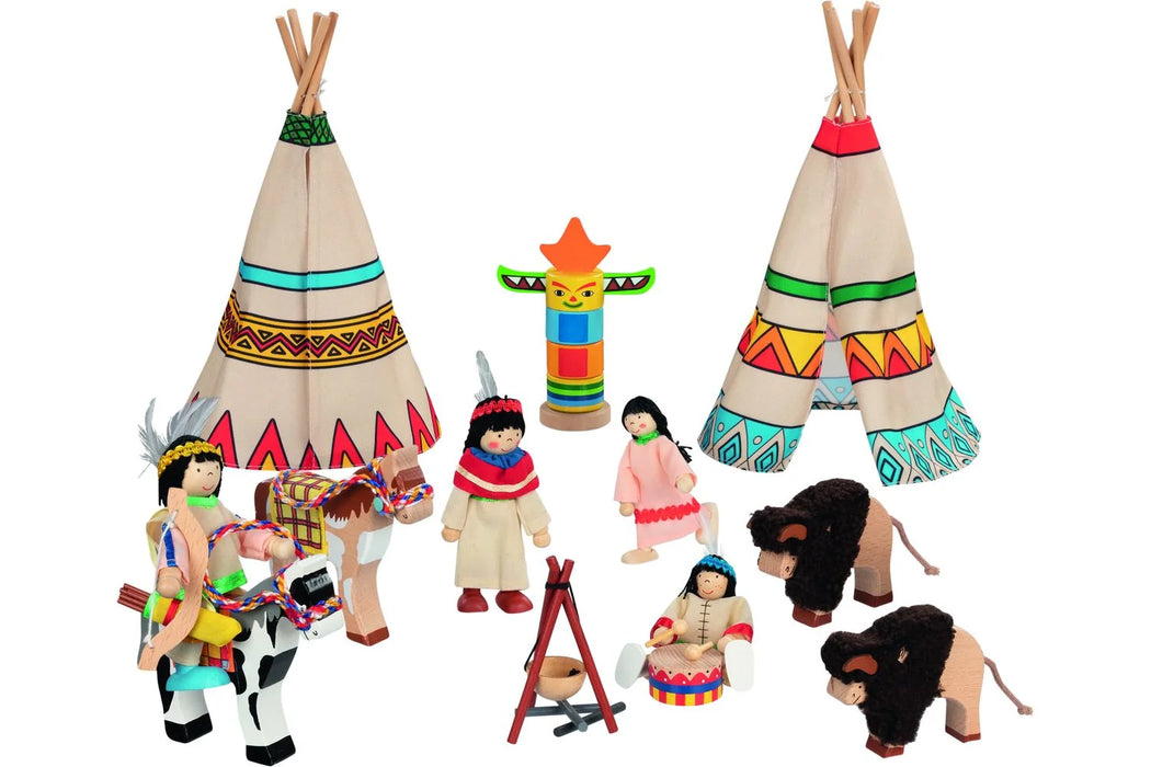 Flexible Puppets Indian Camp Playset - 14 Piece Set