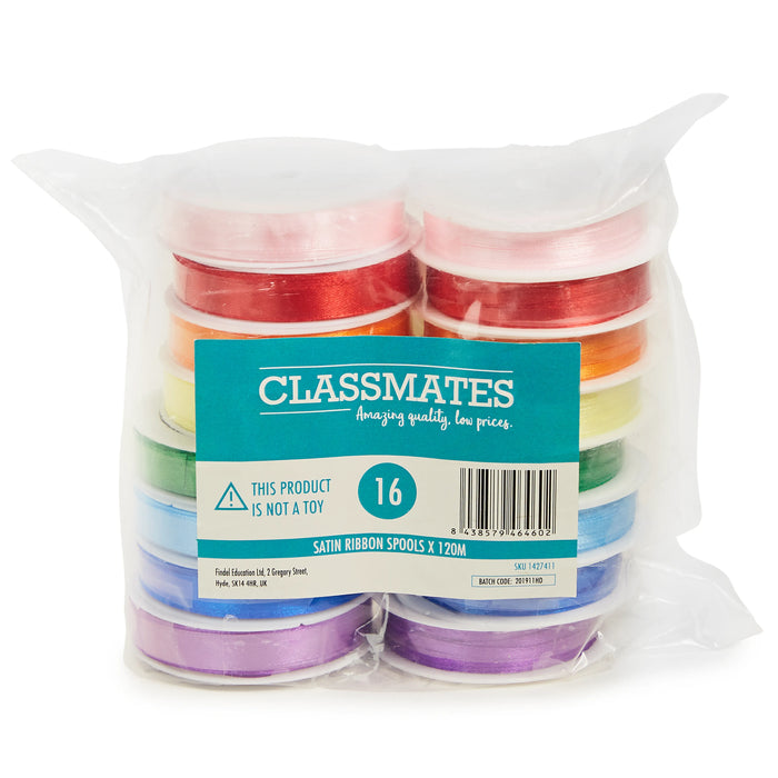 Classmates Satin Ribbon Spools - Pack of 16
