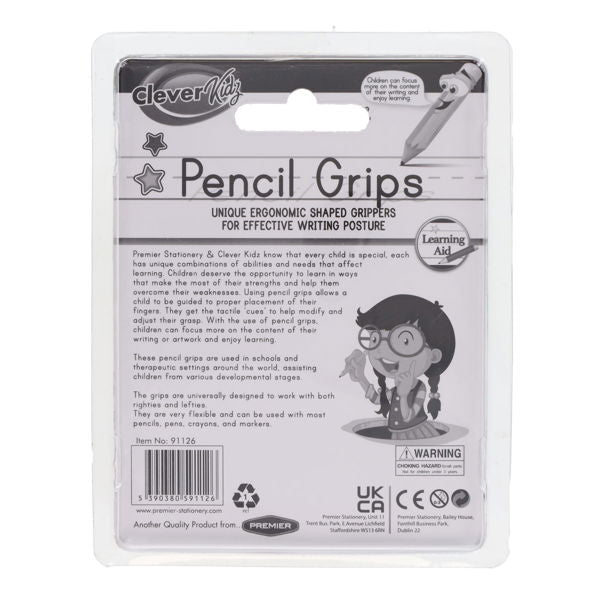 Clever Kidz Pencil Grips Set of 6  Medium/Large sizes