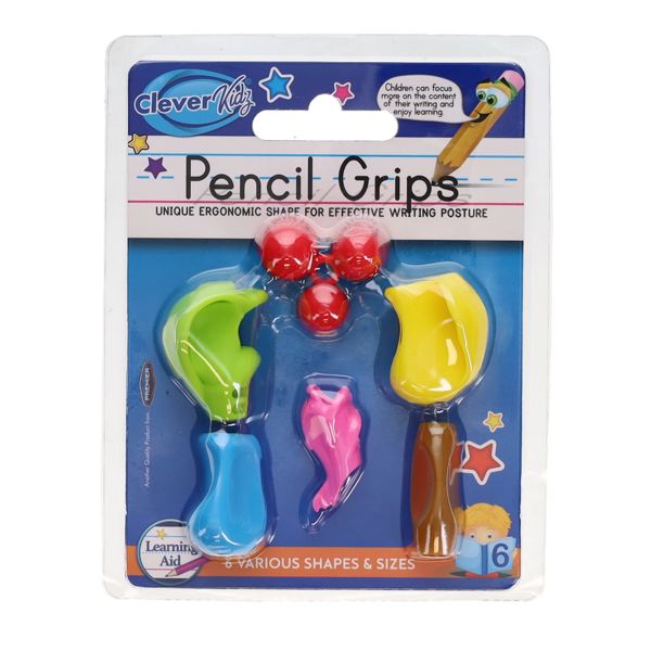 Clever Kidz Pencil Grips Set of 6  Medium/Large sizes