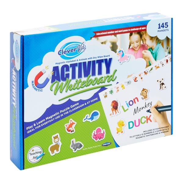 Clever Kidz Activity Whiteboard + Foam Magnets ( ABC+ Numbers)