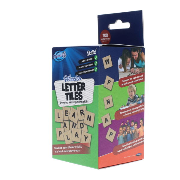 Clever Kidz Wooden Letter Tiles 100 pcs