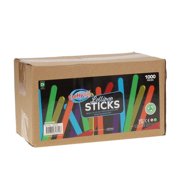 Crafty Bitz - Lollipop Sticks - 1000 Assorted Colours