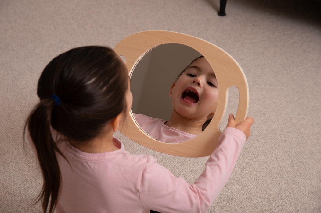 Hand Held Wooden Mirror