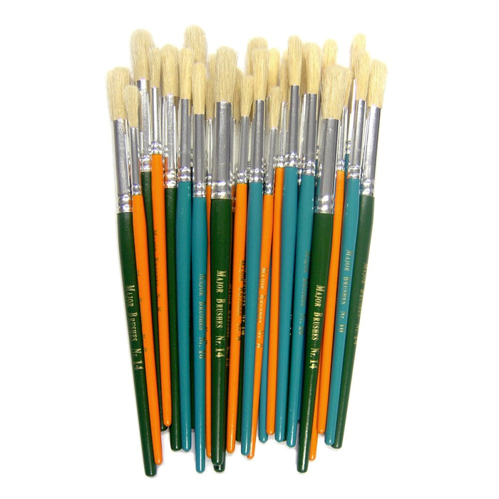 Hog Bristle Brushes Short Round - Pack of 30