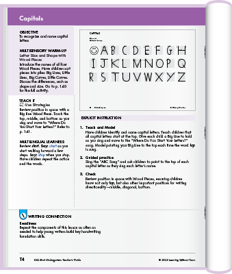 Teacher's Guide Kick Start Kindergarten   Handwriting without tears programme -2025  EDITION (Copy)