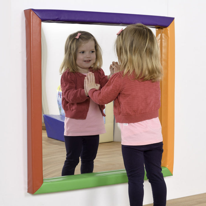 Large Mirror (Safety plastic)  square 840mm withMulti Coloured  Frame