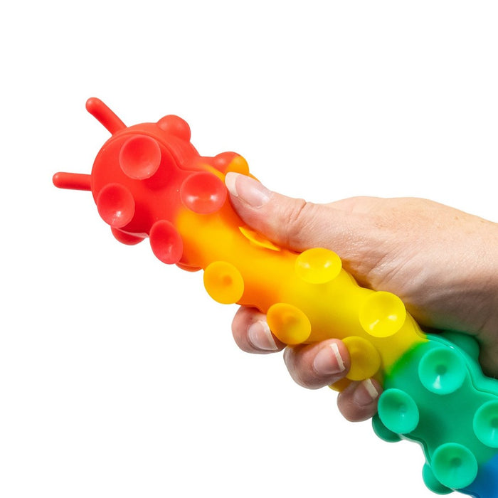 Light Up Suction Push Popper Rainbown Caterpillar