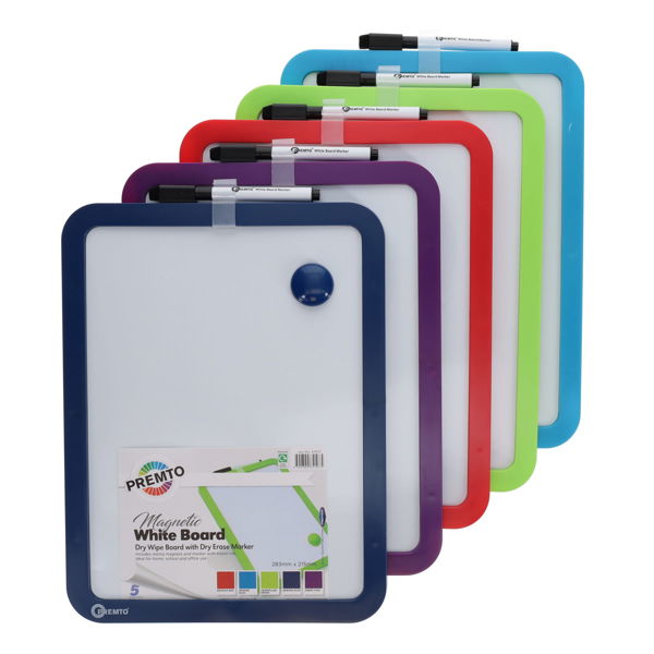 Magnetic Dry Wipe Whiteboard with Dry Erase Marker - Pack of 10