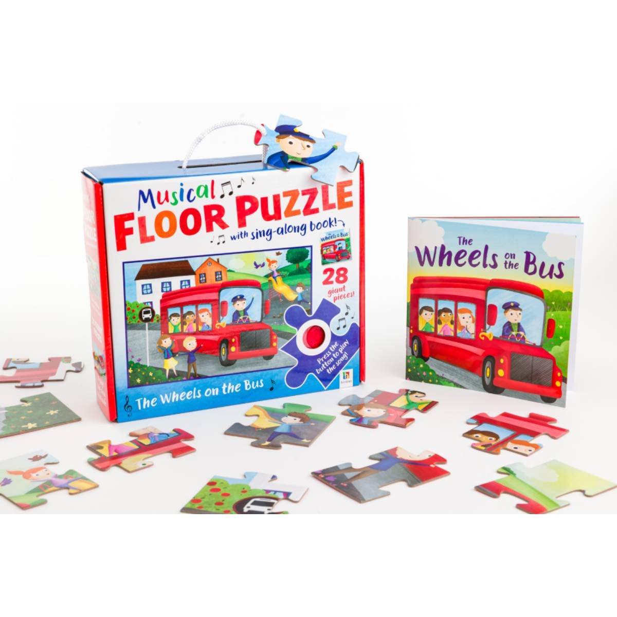 Musical Floor Puzzle Wheels On The Bus (28 Pieces) — Thinking Toys