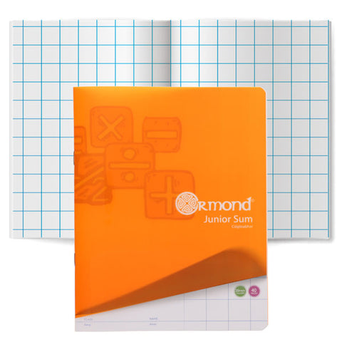 Ormond Junior Sum Copy 40 pg 20 mm Squares Pack of 20 Durable Cover
