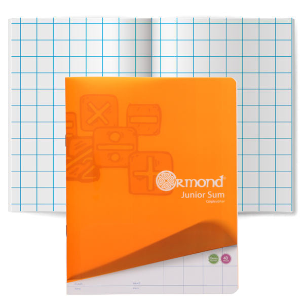 Ormond Junior Sum Copy 40 pg 20 mm Squares Pack of 20 Durable Cover