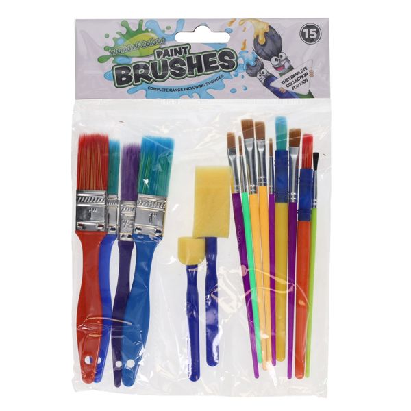 Paint Brushes & Sponges Set - 15 pcs