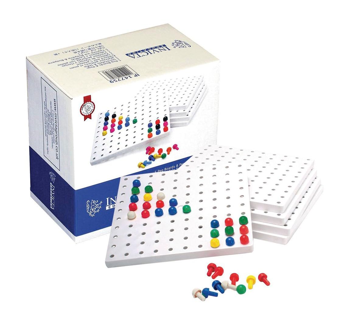 Pattern Blocks Pegs Pegboards & Pegs Set ( 5 Boards + 1000 Pegs + 1 Pattern Card ...