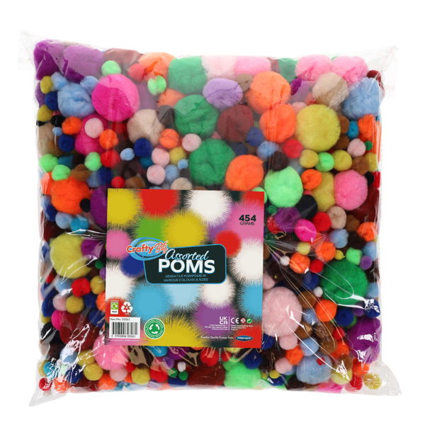 Pom Poms 454 g Bag Assorted