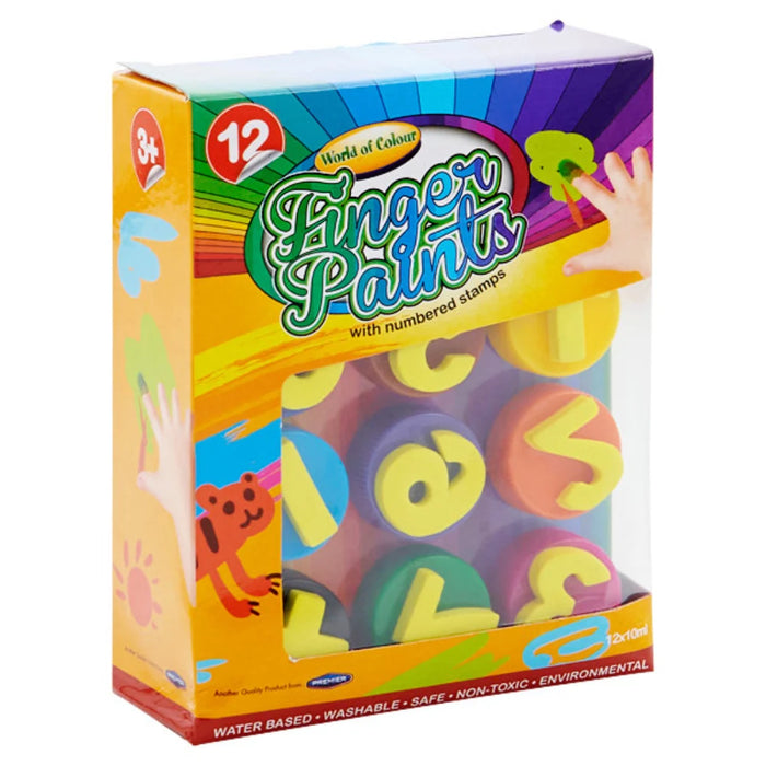 Finger Paints with Numbered Stamps - Pack of 12