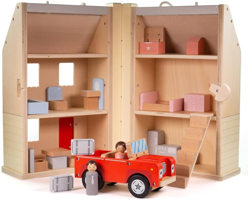My First Dolls House - Foldable - Incl. Furniture/2dolls/car