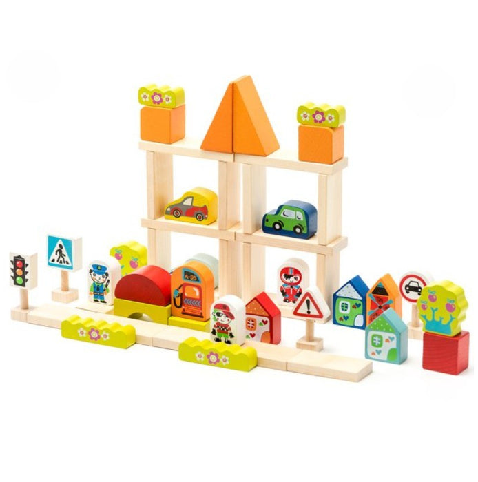 Town - Wooden Blocks Construction Kit