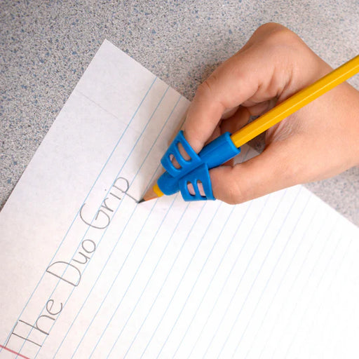 The Duo Pencil Grip promoting an efficient hand writing style 
