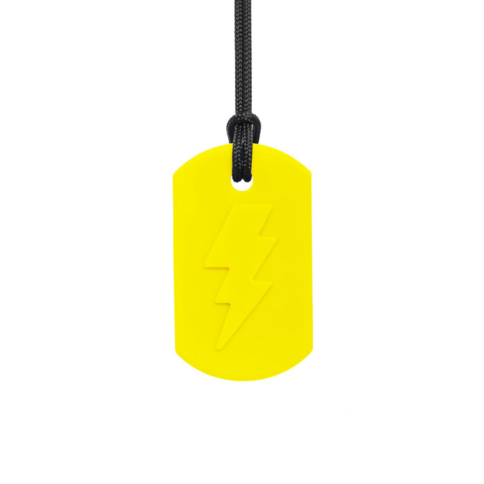 Ark's Lightning Bolt Bite Chew Necklace - Soft (Yellow) chewy necklace