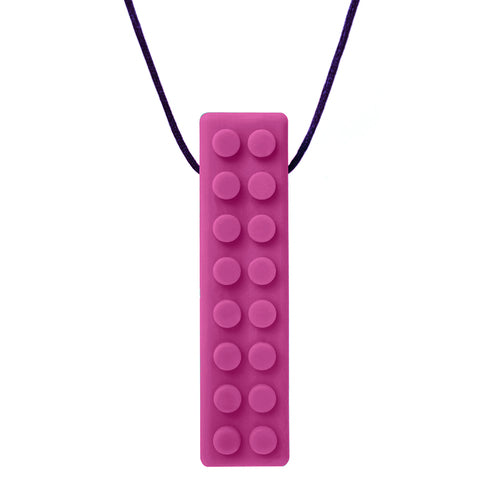 Ark's Brick Bite Necklace Textured - Soft (Magenta) oral motor chew product