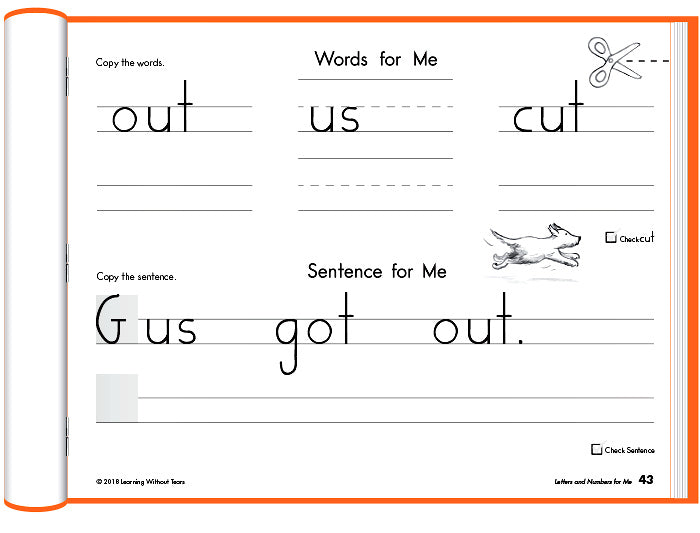 Student Workbook - Kindergarten (Letters And Numbers For Me) - Handwriting Without Tears Programme