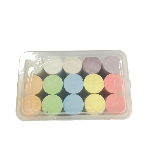 Sidewalk Chalk - 15 Coloured Jumbo Chalk Sticks in a Bucket