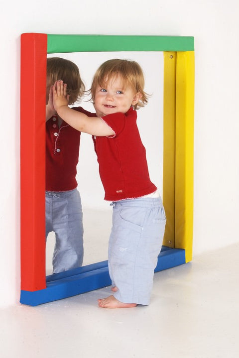 Large Mirror (Safety plastic)  square 840mm with Multi Coloured  Frame