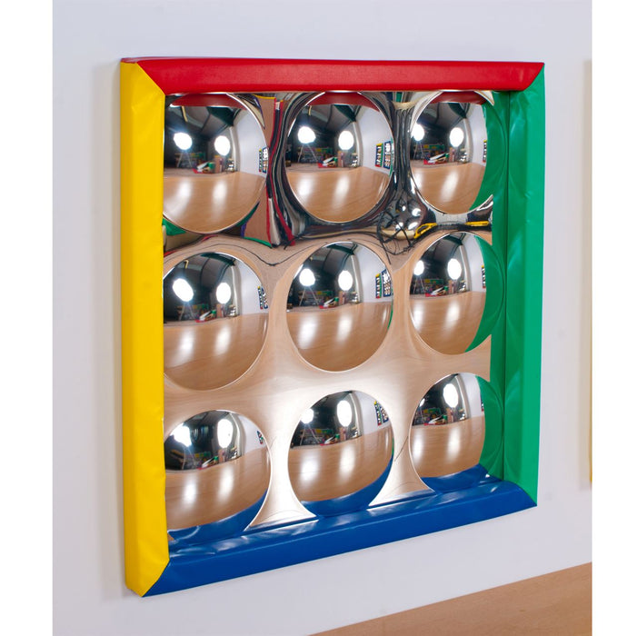 Soft Frame 9 Giant Silver Bubbles Mirror with Multi Coloured Frame