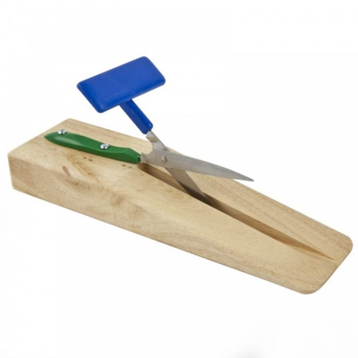 Table Top Scissors Mounted on Wooden Base - 75 mm blade