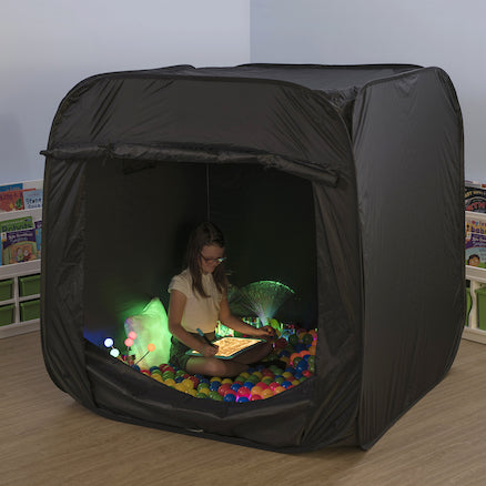 Pop Up Den BlackA calming, safe sensory space  Easily accessible by wheelchair users due to its wide entry and flush to the floor frame Ireland