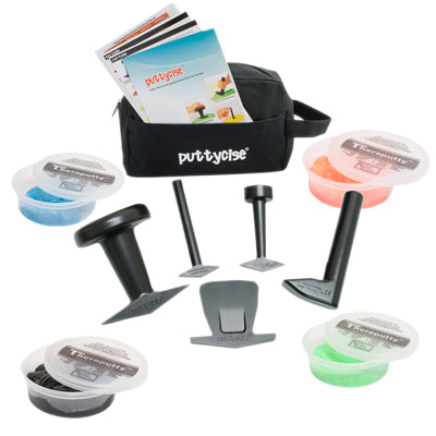 Puttycise® Theraputty® tool - 5-tool set with 4 x 6 oz putties, difficult (red-black), with bag
