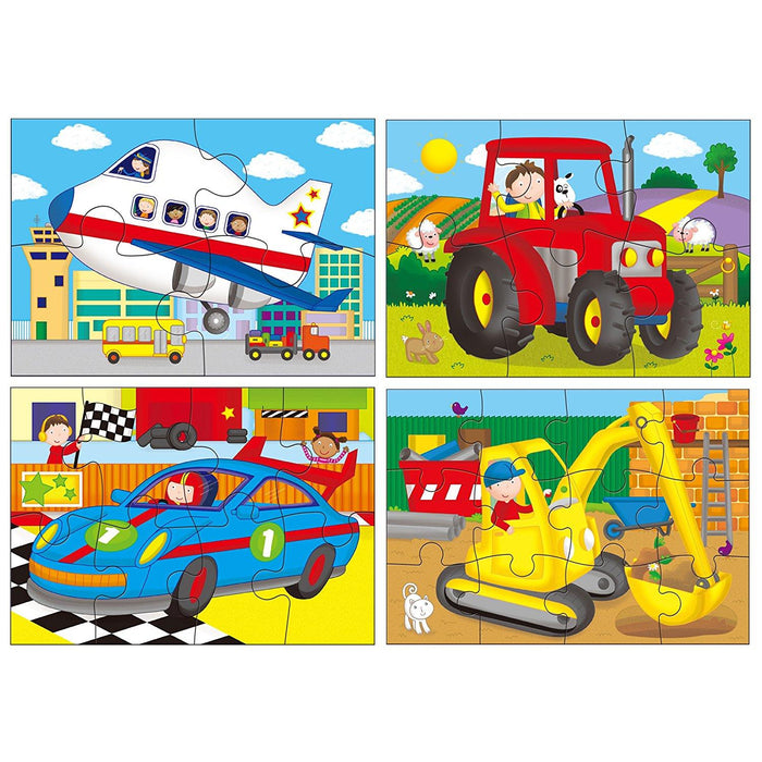 Vehicles - Four in a Box Puzzle (4 Puzzles - 4, 6, 8 & 12 Pieces)